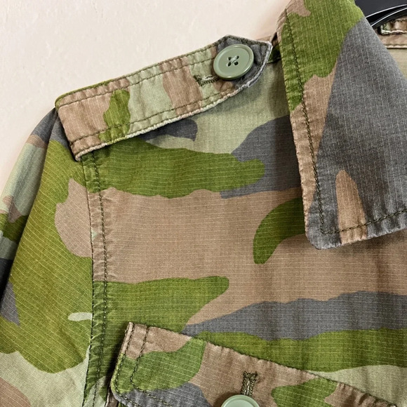 J Crew Olive Green Camouflage Field Military Jacket Women’s, Utility Pockets, S - Picture 7 of 11